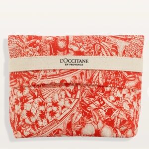 L'Occitane Red Orange Summer Beach Lightweight Floral Pouch